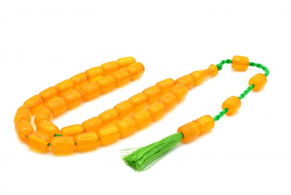 USTA İŞİ SİSTEMLİ KAPSÜL KESİM SARI SIKMA KEHRİBAR TESBİH 066 - Resim 2