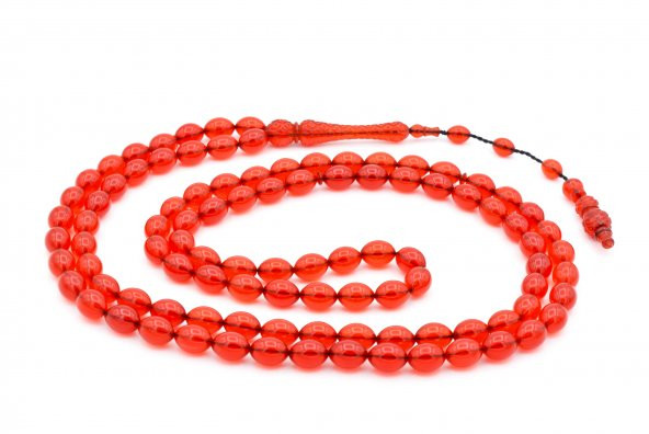 USTA İŞİ ARPA KESİM 99 LUK KIRMIZI TOZ PRES KEHRİBAR TESBİH İRİ - 3