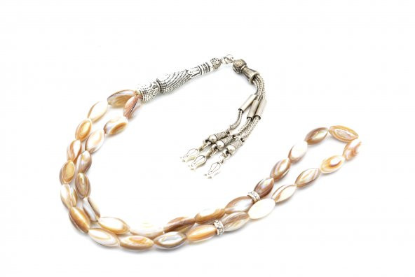 HAKİKİ ARPA KESİM DOĞAL KAHVERENGİ SEDEF TESBİH 1.KALİTE - Resim 3