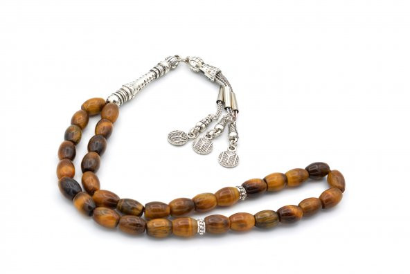 HAKİKİ ARPA KESİM KAPLAN GÖZÜ TAŞI TESBİH 1.KALİTE DOĞAL TAŞ - 2