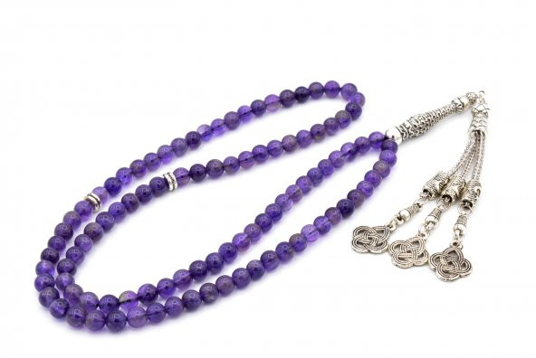 HAKİKİ DOĞAL AMETİST 99 LUK TESBİH 1.KALİTE DOĞAL TAŞ - 2