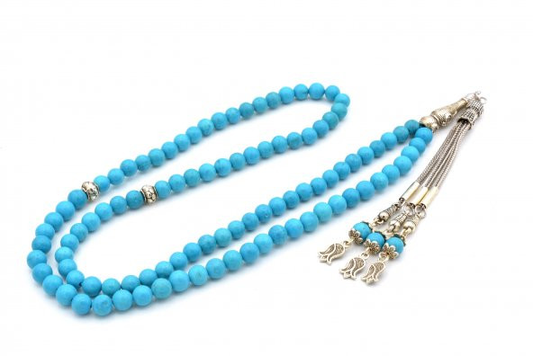 HAKİKİ DOĞAL 99 LUK FİRUZE TURKUAZ TESBİH 1.KALİTE - Resim 2