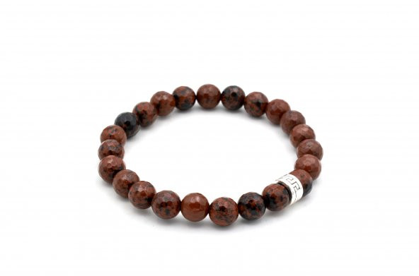 HAKİKİ FASET KESİM DOĞAL MAHOGANY OBSİDYEN BİLEKLİK 1.KALİTE - 2