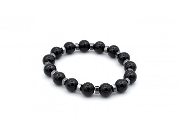 HAKİKİ DOĞAL HEMATİT VE SİYAH ONİKS BİLEKLİK 1.KALİTE 002 ürün görseli 1