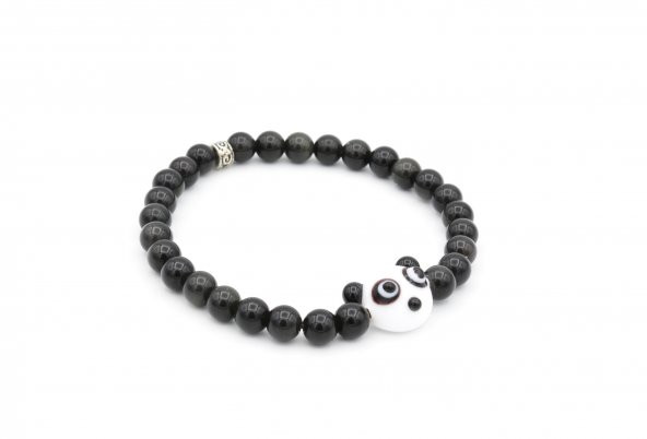 PANDA TASARIM DOĞAL RAİNBOW OBSİDYEN BİLEKLİK 1.KALİTE 6 MM