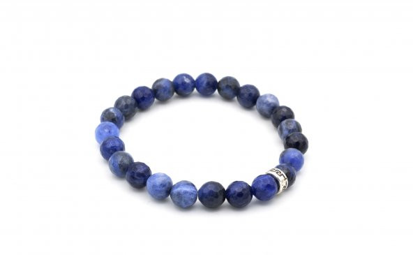 HAKİKİ FASET KESİM DOĞAL SODALİT TAŞI BİLEKLİK 1.KALİTE 005 - Resim 2