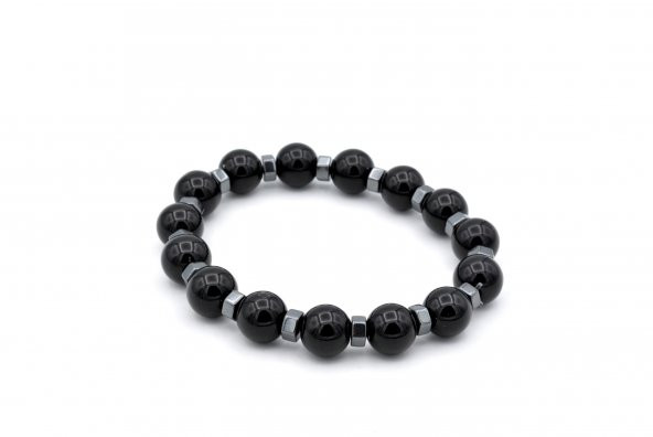 HAKİKİ DOĞAL HEMATİT VE SİYAH ONİKS BİLEKLİK 1.KALİTE 002 - Resim 2