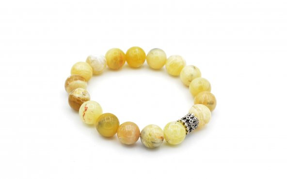 HAKİKİ DOĞAL SARI OPAL TAŞI BİLEKLİK 1.KALİTE İRİ BOY - Resim 2