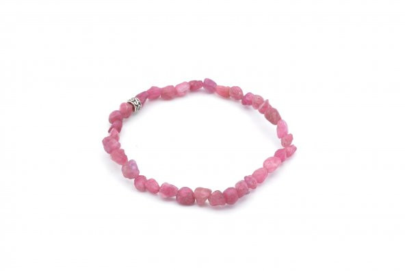 HAKİKİ AMORF KESİM DOĞAL PEMBE TURMALİN TAŞI BİLEKLİK - 2