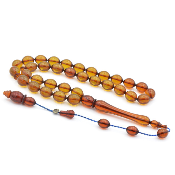 USTA İŞİ SİSTEMLİ ZEYTİNYAĞI RENGİ SIKMA KEHRİBAR TESBİH 001