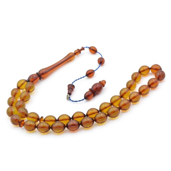 USTA İŞİ SİSTEMLİ ZEYTİNYAĞI RENGİ SIKMA KEHRİBAR TESBİH 001 - 2