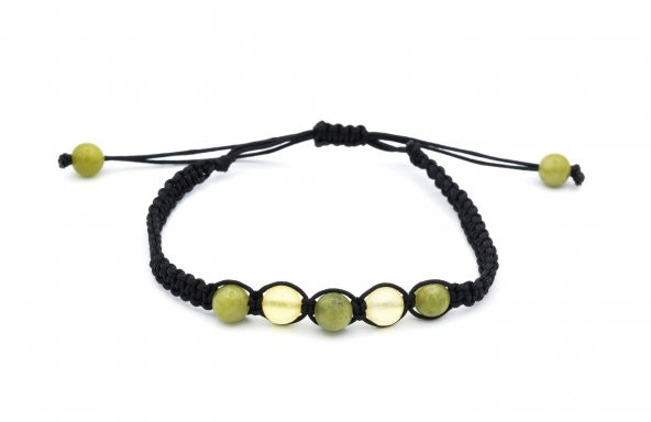 MAKROME MODEL DOĞAL OLİVİN VE KEHRİBAR BİLEKLİK ürün görseli 1