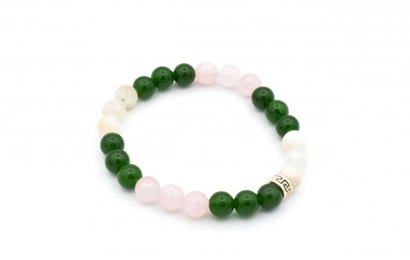 DOĞAL YEŞİM PEMBE KUVARS AY TAŞI BİLEKLİK 1.KALİTE - Resim 2