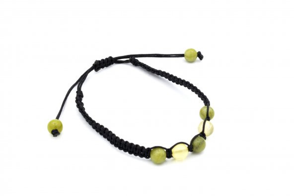 MAKROME MODEL DOĞAL OLİVİN VE KEHRİBAR BİLEKLİK - Resim 2