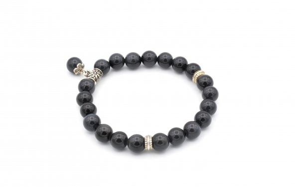 DOĞAL OBSİDYEN TAŞI BİLEKLİK 1.KALİTE - Resim 2