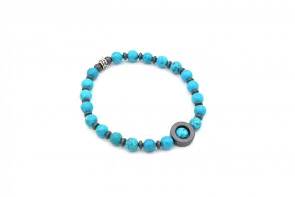 DOĞAL TURKUAZ VE HEMATİT TAŞI BİLEKLİK 001 ürün görseli 1