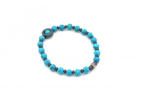 DOĞAL TURKUAZ VE HEMATİT TAŞI BİLEKLİK 001 - Resim 2