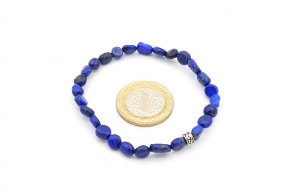 AMORF KESİM DOĞAL LAPİS LAZULİ TAŞI BİLEKLİK 1.KALİTE - Resim 2