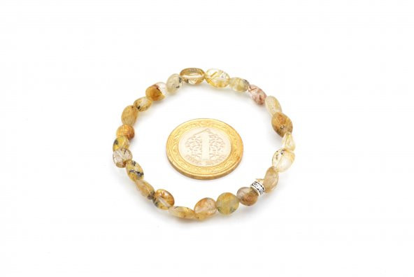 HAKİKİ AMORF KESİM DOĞAL ALTIN RUTİL KUVARS TAŞI BİLEKLİK 1.KALİTE - Resim 2