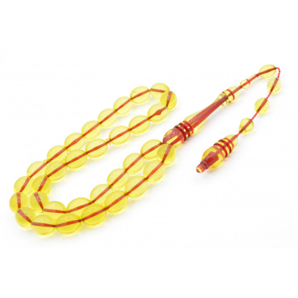 USTA İŞİ ARPA KESİM ZEYTİNYAĞI RENGİ TOZ PRES KEHRİBAR TESBİH DEV BOY - 2