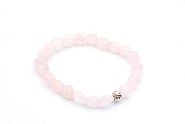 HAKİKİ AMORF KESİM DOĞAL PEMBE KUVARS TAŞI BİLEKLİK 1.KALİTE ürün görseli 1