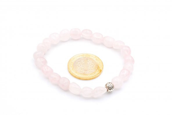 HAKİKİ AMORF KESİM DOĞAL PEMBE KUVARS TAŞI BİLEKLİK 1.KALİTE - Resim 2