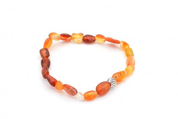 HAKİKİ AMORF KESİM DOĞAL KIRMIZI AKİK TAŞI BİLEKLİK 1.KALİTE ürün görseli 1