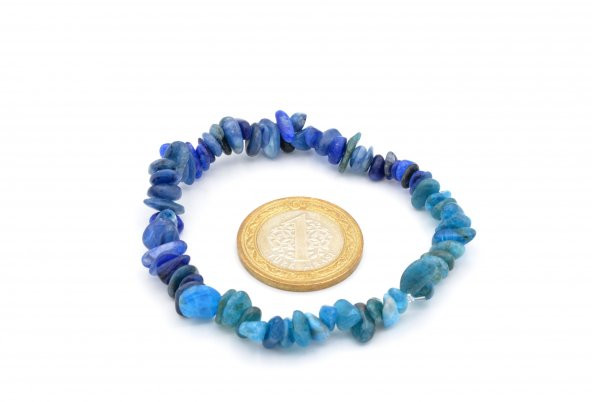 HAKİKİ DOĞAL KIRIK TAŞ APATİT VE KYANİT BİLEKLİK 1.KALİTE DOĞAL TAŞ - 2