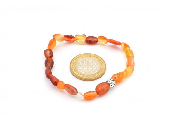 HAKİKİ AMORF KESİM DOĞAL KIRMIZI AKİK TAŞI BİLEKLİK 1.KALİTE - Resim 2