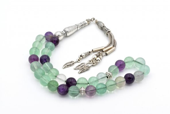 HAKİKİ DOĞAL FLORİT TAŞI TESBİH 1. KALİTE DOĞAL TAŞ - 3