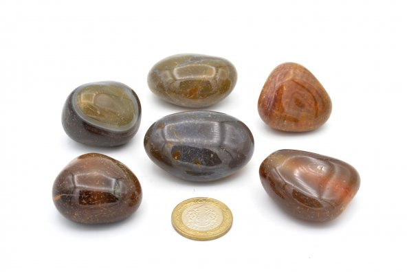 HAKİKİ TAMBURLU DOĞAL KAHVERENGİ AKİK KAYA PARÇASI İRİ BOY - 2