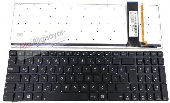 Asus N750JK (N750JK-T4109H)  Klavye Siyah Renk Işıklı Türkçe Tuş Takımı  Q-Tr - 5