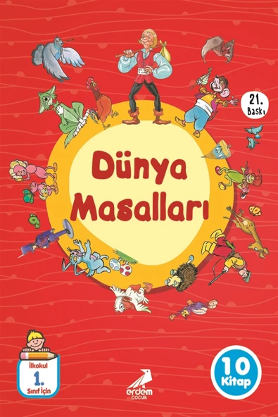 Erdem Çocuk Düz Yazılı Dünya Masalları 10 Kitap Takım