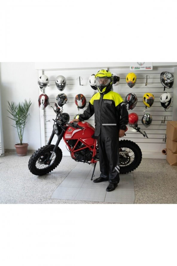 1134 Cepli Motosiklet Yağmurluk Takımı Sarı - 2