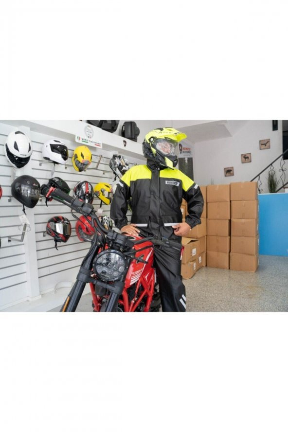 1134 Cepli Motosiklet Yağmurluk Takımı Sarı - 4