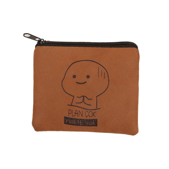 PLAN ÇOK NAKİT YOK TASARIM NUBUK BOZUK PARA CÜZDANI