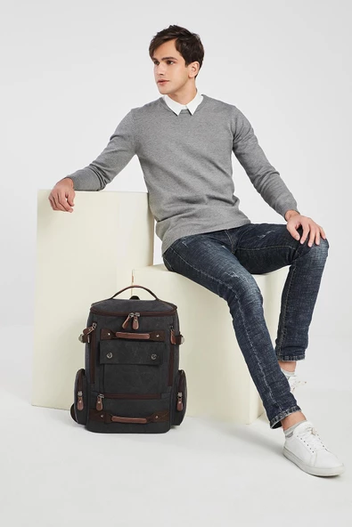 Ctvyb1258-0007 Açık Kahverengi Unısex Sırt Çantası - Resim 10