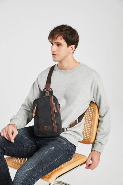 C-active Bady Bag Kanvas Çanta Gri - Resim 8