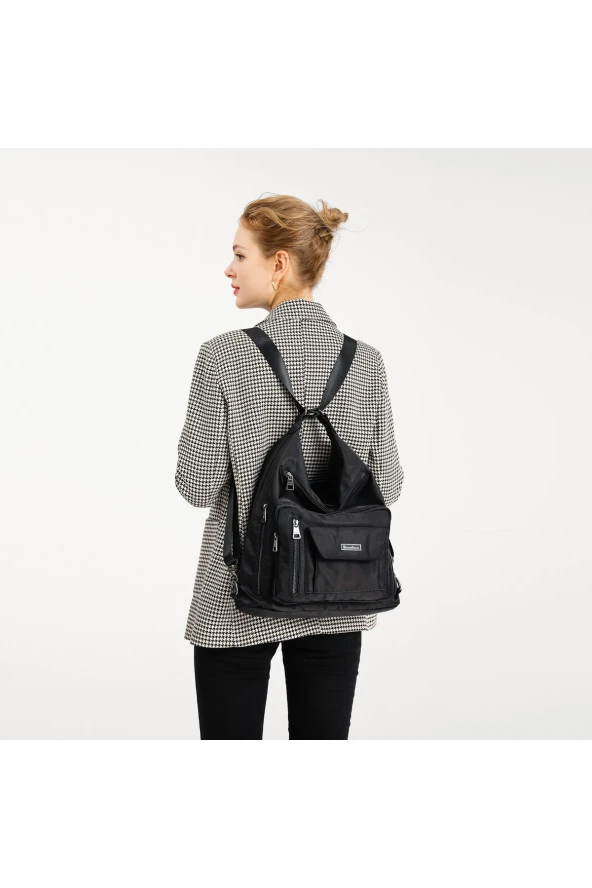 Saten Kumaş Hem Sırt Hem De Omuz Çantası 2129 - Resim 4