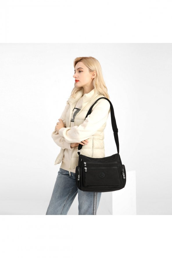 Kadın Postacı Çantası Krinkıl Kumaş 1115 A.gri - Resim 4