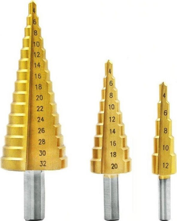 3lü Kademeli Matkap Ucu Sac Delme Seti 3 Parça Kademeli Uç Paslanmaz