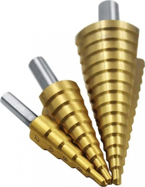 3lü Kademeli Matkap Ucu Sac Delme Seti 3 Parça Kademeli Uç Paslanmaz - 3