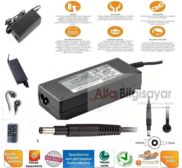 HP Pavilion Sleekbook  15-b101st D4M27EA   ADAPTÖR ŞARJ CİHAZI SIFIR A++ GÜÇLÜ GÜVENLİ 1.KALİTE