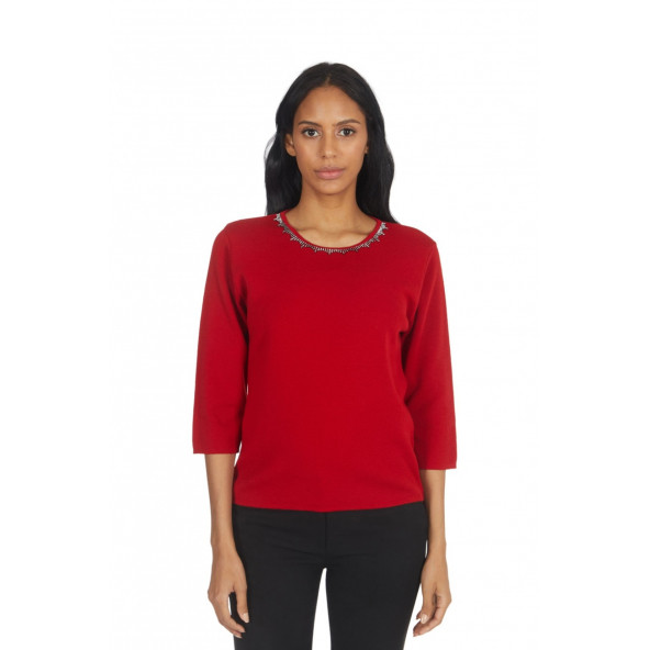 Solo Kadın Kristal (Crystalized by swarovski) Taşlı Triko Kazak A20A045-2