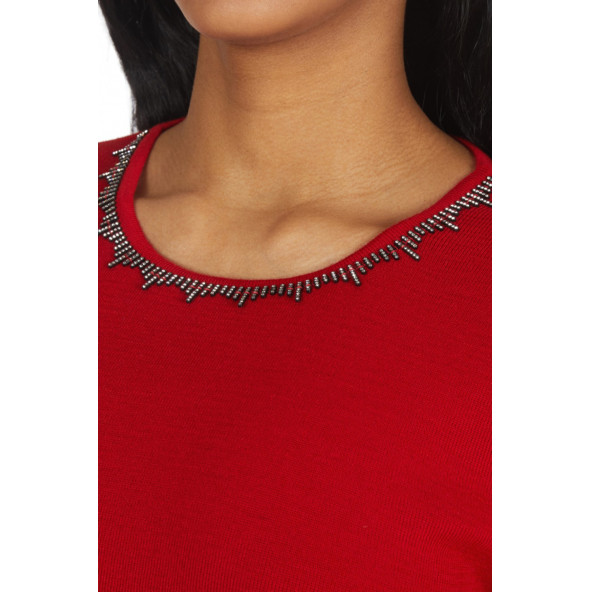 Solo Kadın Kristal (Crystalized by swarovski) Taşlı Triko Kazak A20A045-2 - 4