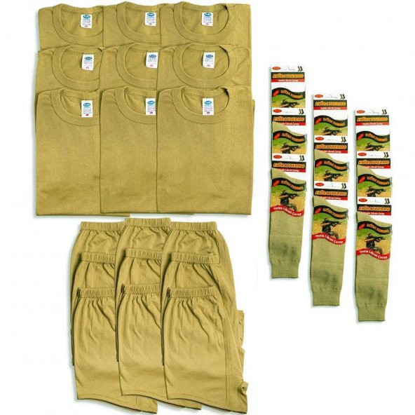 Askeri Fanila Don Çorap Seti 9 lu Giyim Paketi