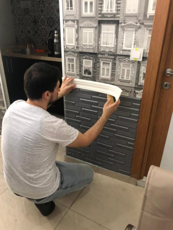 Beyaz 8cm-117cm 4 Adet Yapışkanlı Çıta Çerçeve Esnek Süpürgelik