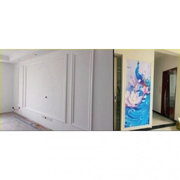 Renkli Duvarlar Yapışkanlı Duvar Çıtası Süpürgelik Çerçeve Kırık BEYAZ 8cm-117cm - 5