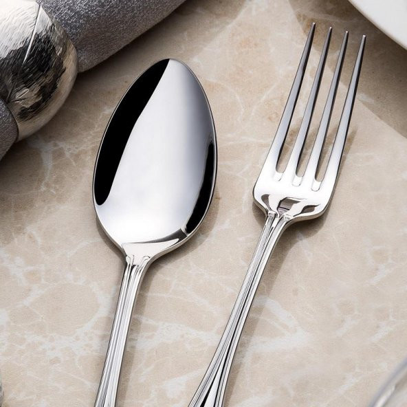 Nehir Lalezar Sade 60 Parça 12 Kişilik Bıçaksız Çatal Kaşık Seti - 2