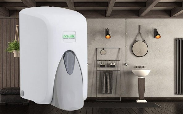 Vialli S5 Hazneli Sıvı Sabun Bulaşık Deterjan Şampuan Duş Jeli Dezenfektan Dispenseri 500 ml Beyaz